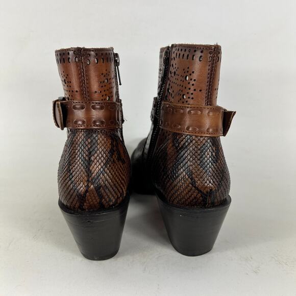 J.B. Dillon Reserve Boots Women's 8 Brown Snake Python Buckle Strap Ankle Bootie - Picture 7 of 11